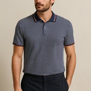 Prada Men's Striped Polo Shirt Sz L